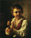 Тропинин, Мальчик, выпускающий из клетки щеглёнка