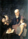 Портрет К. И. Головаческого, инспектора Академии художеств, с тремя воспитанниками